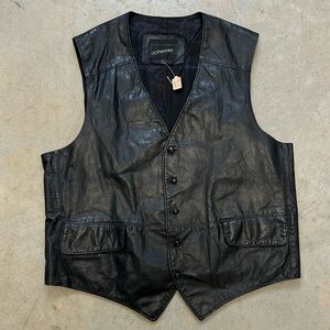 JCPenney Black Leather Vintage Vest